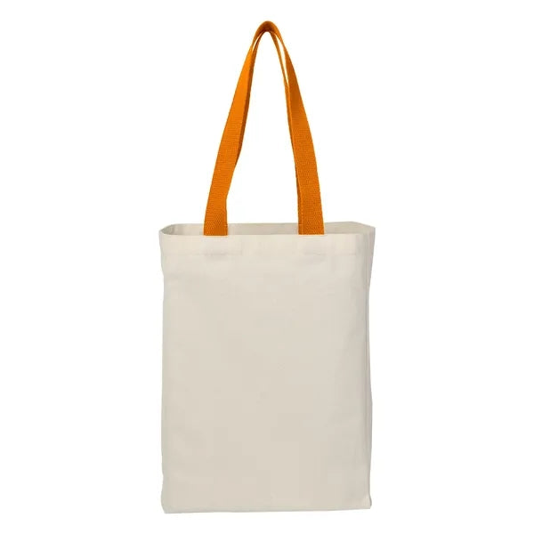 6 Oz. Natural Canvas Tote Bag with Colorful Handles