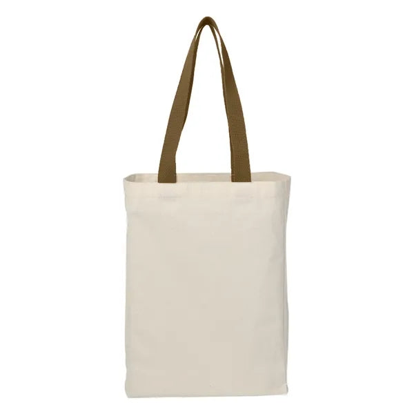 6 Oz. Natural Canvas Tote Bag with Colorful Handles