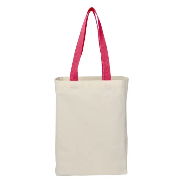 6 Oz. Natural Canvas Tote Bag with Colorful Handles