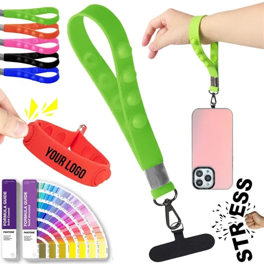 2-In-1 Push Pop Stress Reliever Phone And Keychain Wristlet