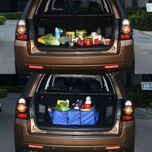 Collapsible Car Trunk Organizer With Cooler Storage Bag