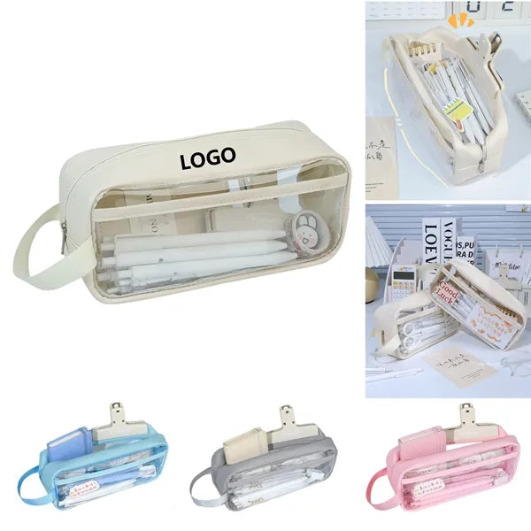 See-through large pencil case for school supplies