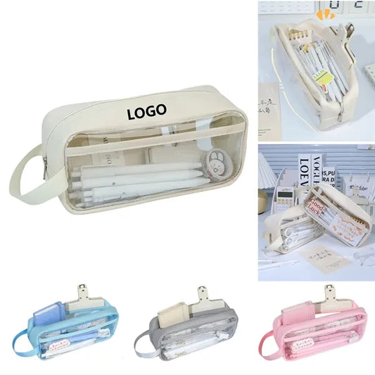 See-through large pencil case for school supplies