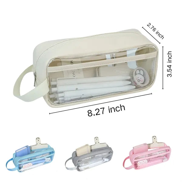 See-through large pencil case for school supplies