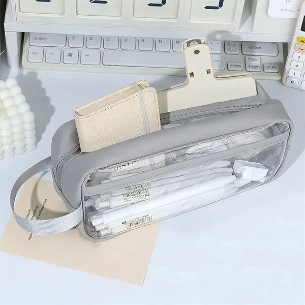 See-through large pencil case for school supplies