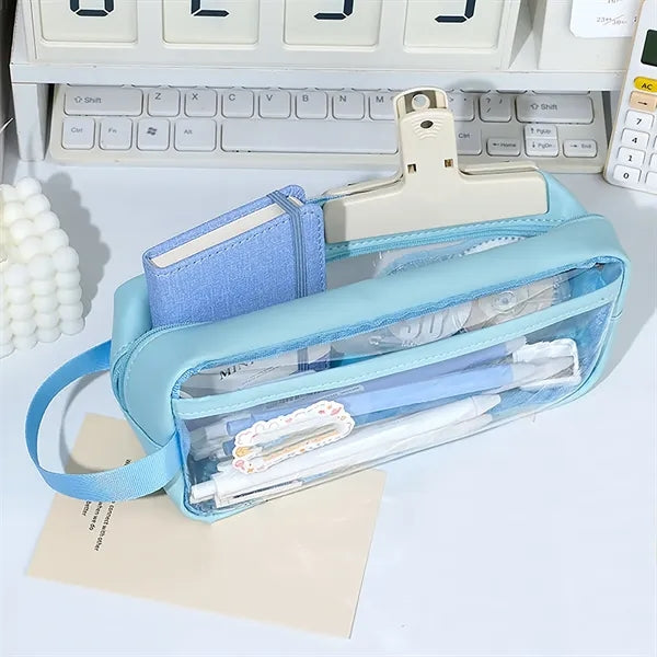 See-through large pencil case for school supplies