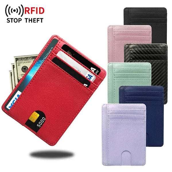 Front Pocket Minimalist Leather Slim Wallet RFID Blocking