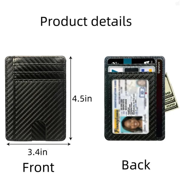 Front Pocket Minimalist Leather Slim Wallet RFID Blocking