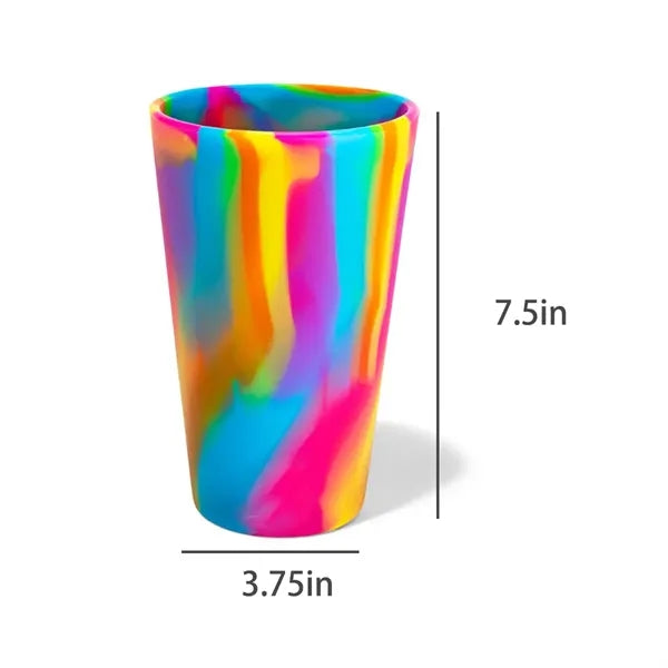 16oz. Silicone Travel Glass W/ Straw Lid and Colorful Design