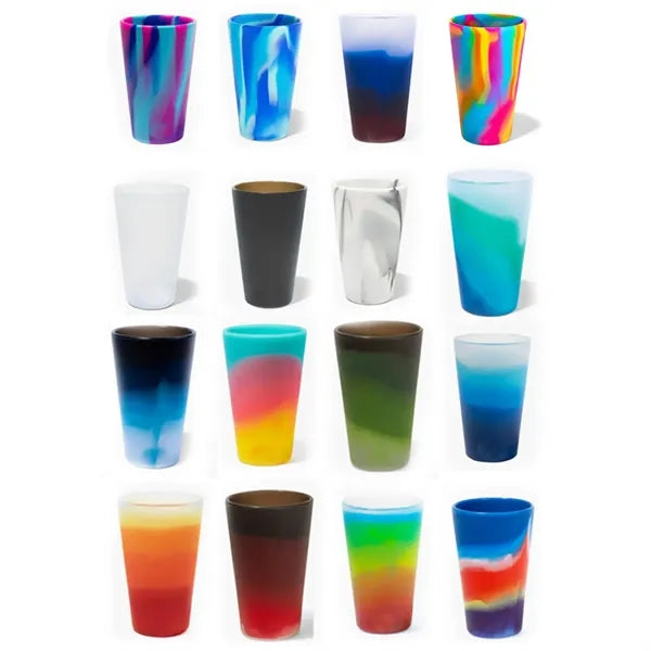 16oz. Silicone Travel Glass W/ Straw Lid and Colorful Design