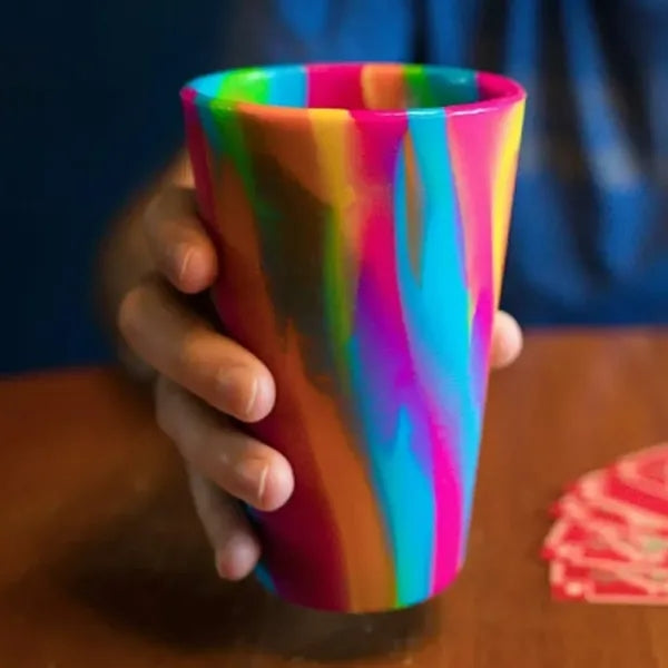 16oz. Silicone Travel Glass W/ Straw Lid and Colorful Design
