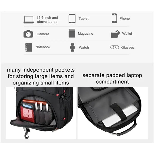Extra Large Travel Laptop Backpack with USB Charging Port