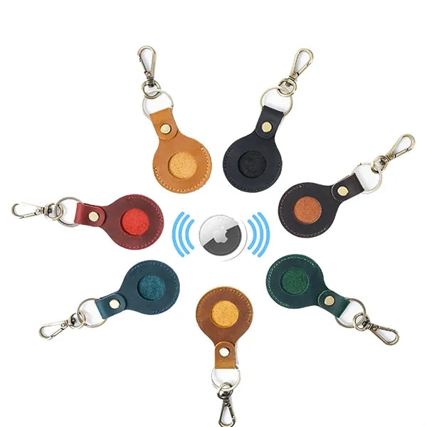 Leather tag Holder Keychain with Keyring