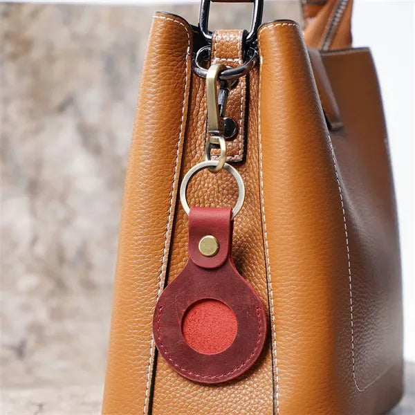 Leather tag Holder Keychain with Keyring
