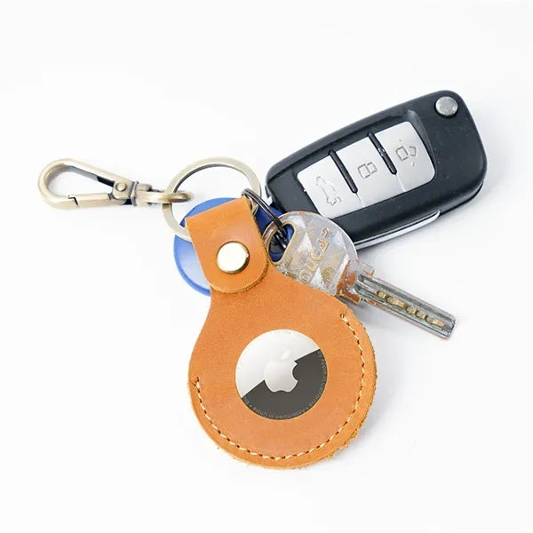 Leather tag Holder Keychain with Keyring