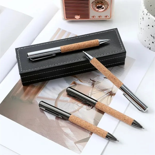 Eco-Friendly Cork and Metal Ballpoint Pen