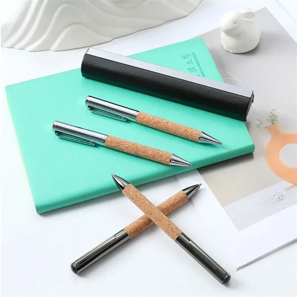 Eco-Friendly Cork and Metal Ballpoint Pen
