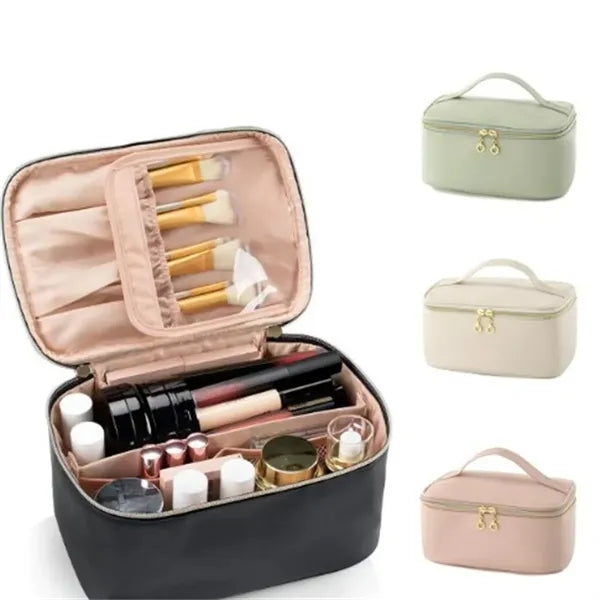 PU Pink White Cosmetic Bags for Women