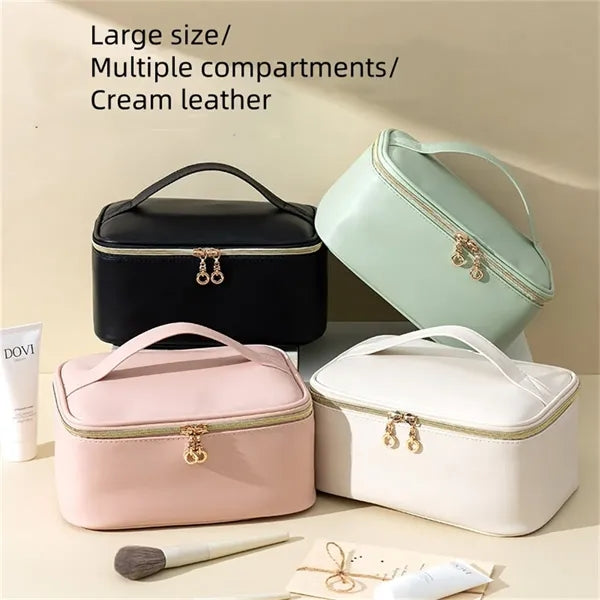 PU Pink White Cosmetic Bags for Women