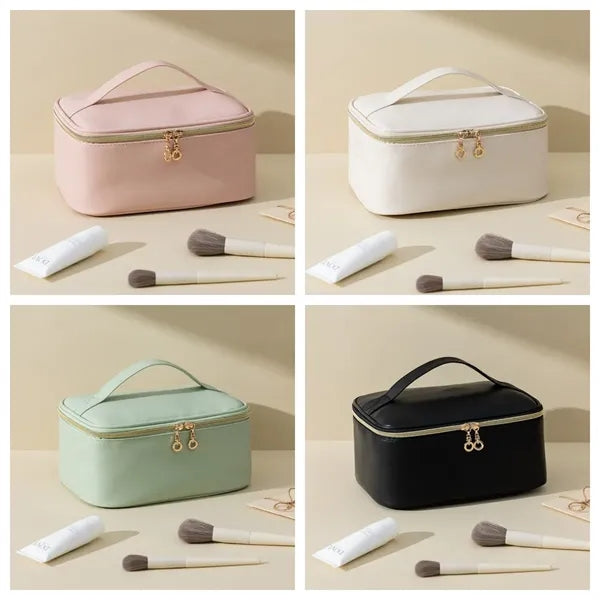 PU Pink White Cosmetic Bags for Women
