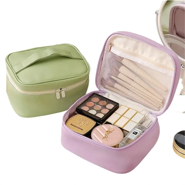 Simple Blank Large Capacity Makeup Bag PU leather Organizer
