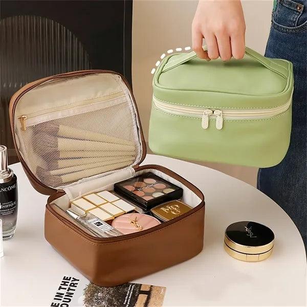Simple Blank Large Capacity Makeup Bag PU leather Organizer