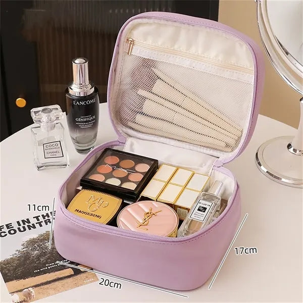 Simple Blank Large Capacity Makeup Bag PU leather Organizer