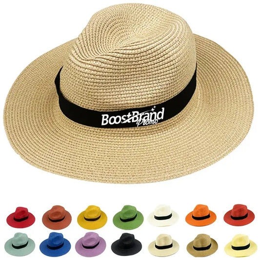 Wide Brim Straw Sun Hat with Band
