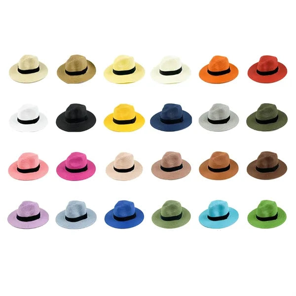 Wide Brim Straw Sun Hat with Band