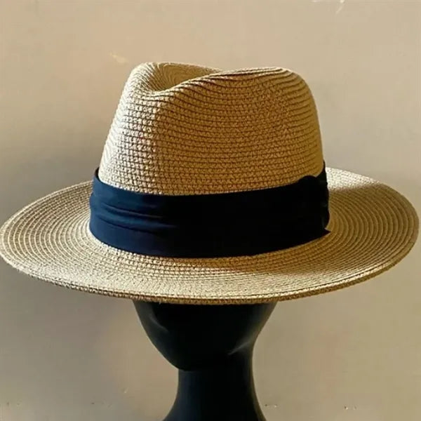 Wide Brim Straw Sun Hat with Band