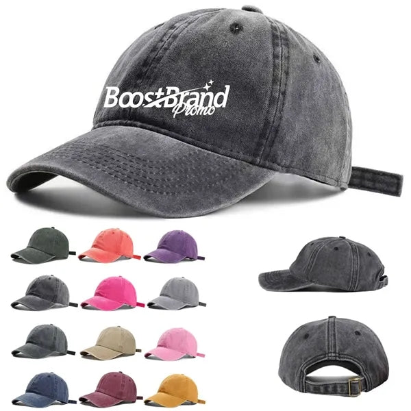 Vintage Washed Cotton Baseball Cap Adjustable Dad Hat