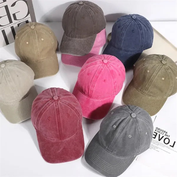 Vintage Washed Cotton Baseball Cap Adjustable Dad Hat