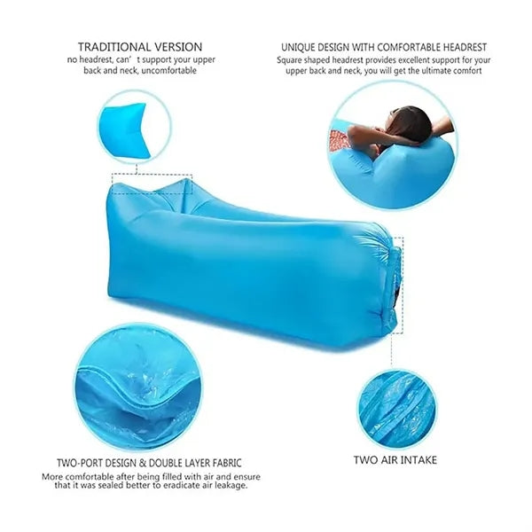Inflatable Lounger Air Chair Sofa Bed Sleeping Bag Couch