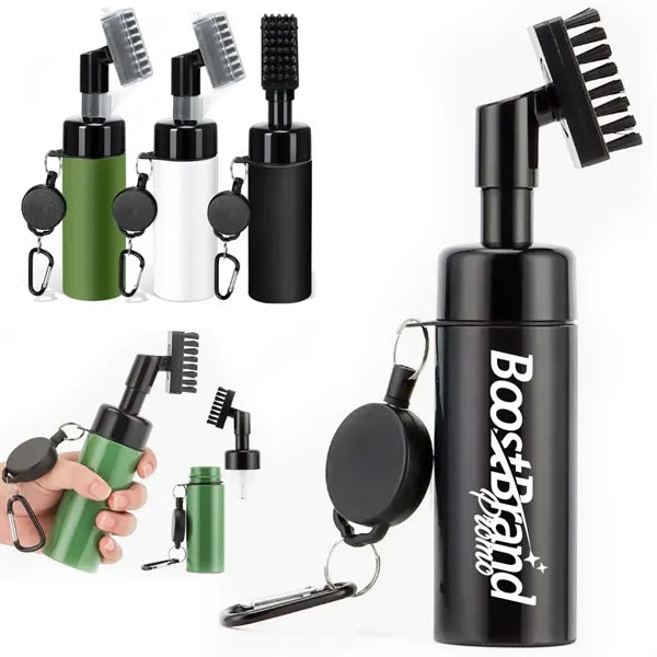 Portable Golf Club Cleaning Brush with Retractable Cord