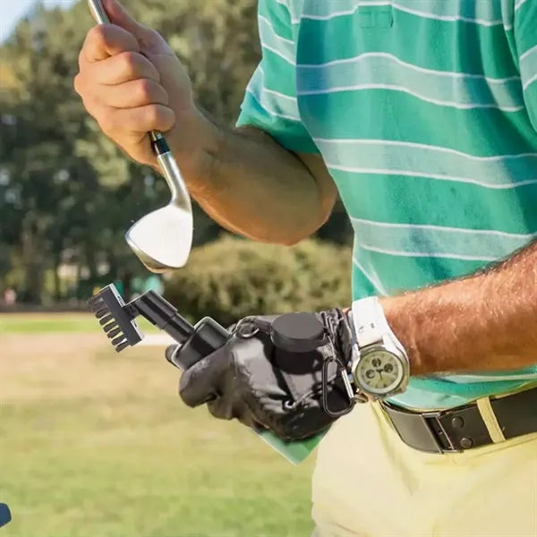 Portable Golf Club Cleaning Brush with Retractable Cord