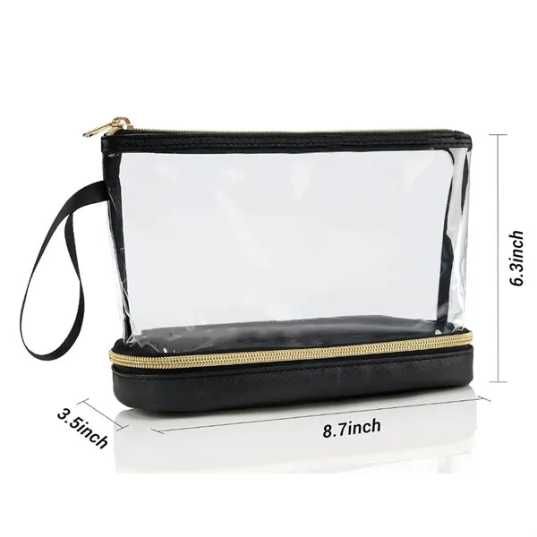 Clear Travel Makeup Bag with Brush Compartment