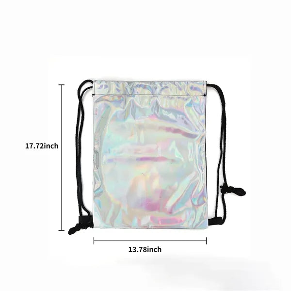 Laser-Effect Drawstring Backpack with Reflective Shine