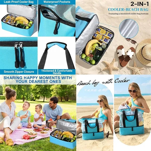 Beach Tote Bag with Cooler Compartment