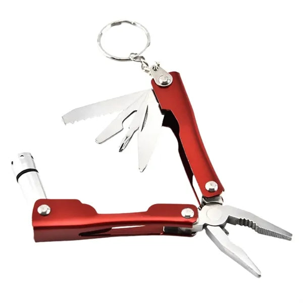 Stainless Steel Multi-Tool Folding Pliers w/ Mini Flashlight