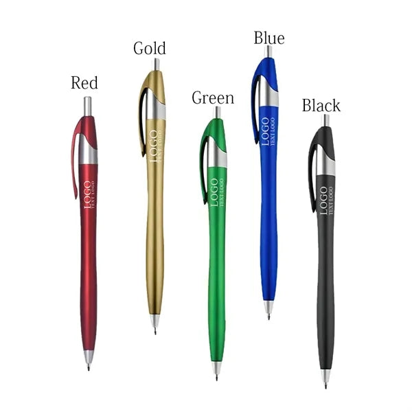 Plastic Ballpoint Click Pen with Metallic Accent
