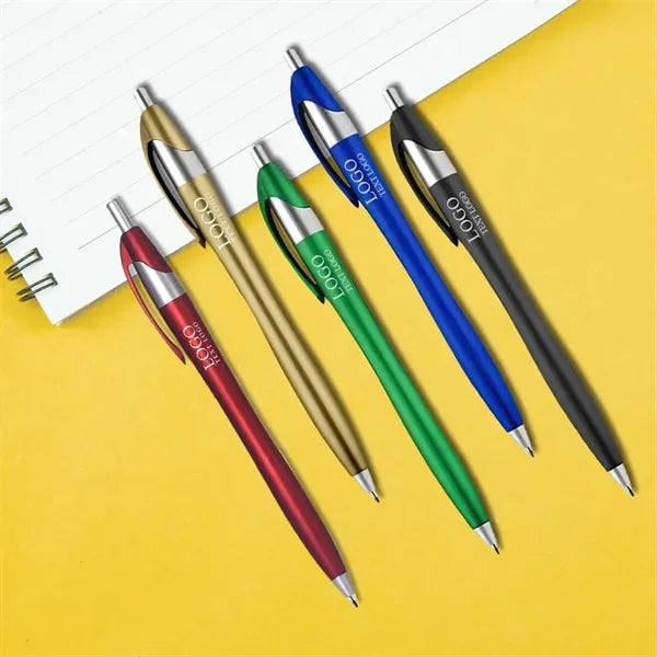 Plastic Ballpoint Click Pen with Metallic Accent
