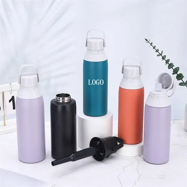 25oz Stainless Steel Water Bottle with Straw