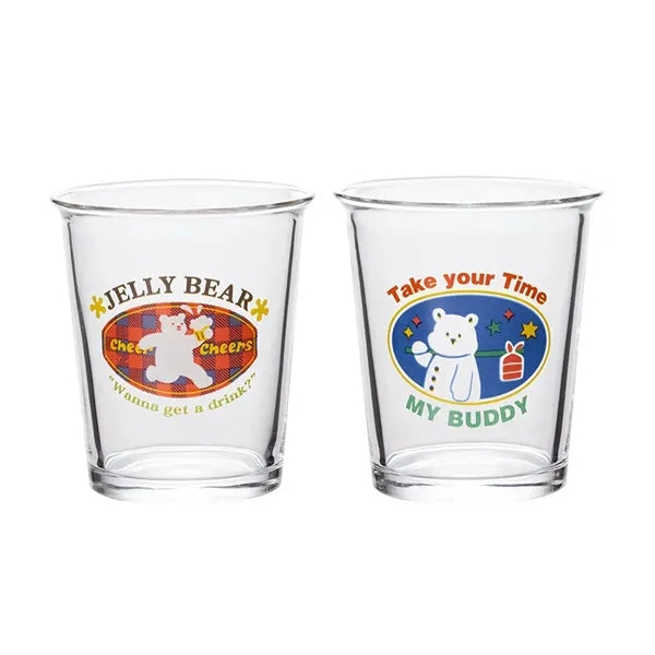 Cartoon Bear Glass Tumbler with Flip Lid