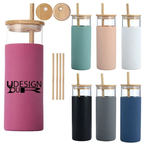 17OZ Highly Colorful Bamboo Straw Lid Mugs