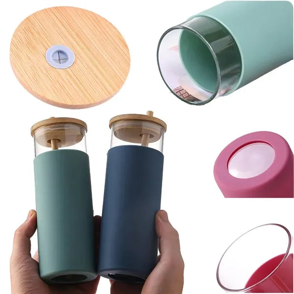 17OZ Highly Colorful Bamboo Straw Lid Mugs