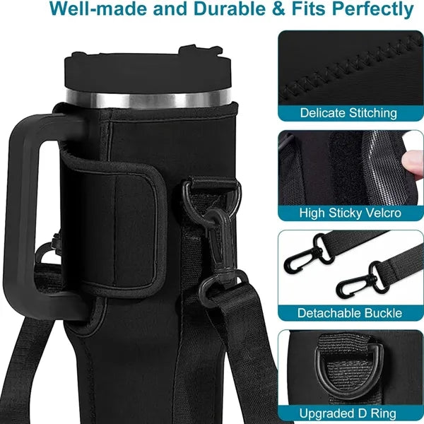 Neoprene Water Bottle Holder with Adjustable Shoulder Strap