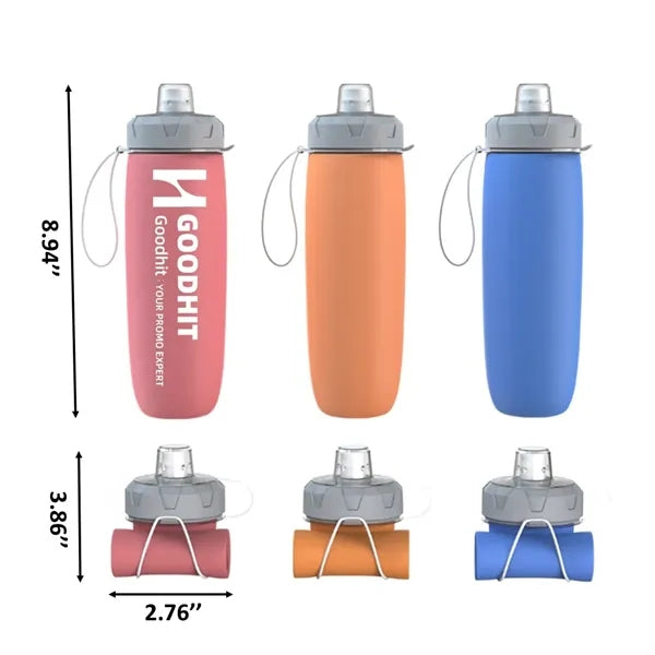 20oz Collapsible Silicone Travel Water Bottle Leakproof