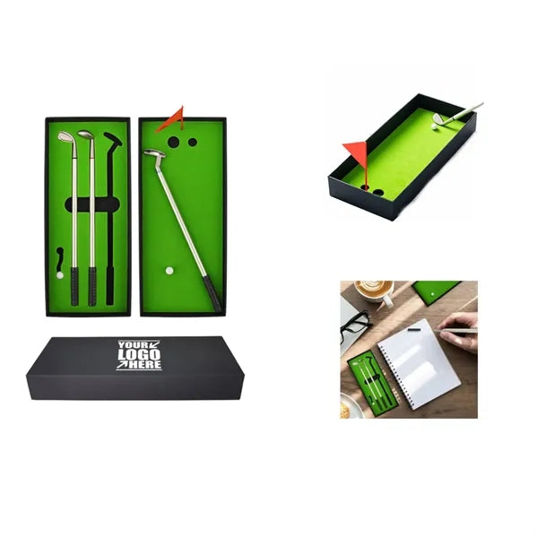 6-Inch Metal Golf-Themed Ballpoint Pen Set