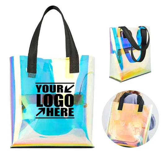 12-Inch PVC Laser Glitter Transparent Tote Bag