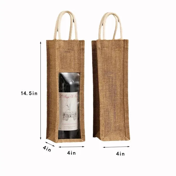 Eco-Chic Clear Window Jute Wine Gift Bag